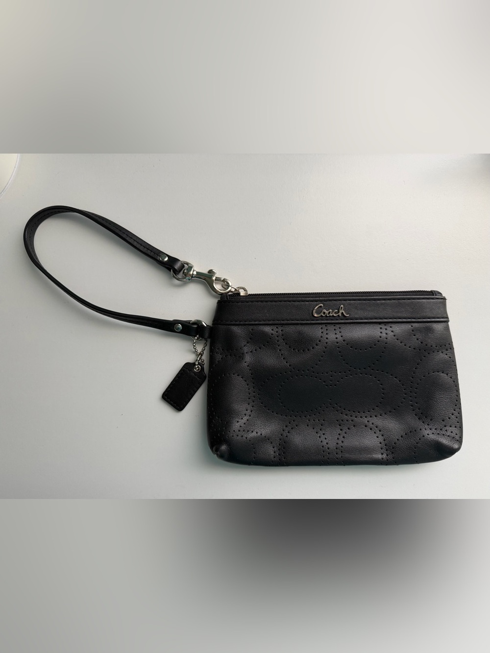 Vintage Coach Signature Perforated Leather Wristlet